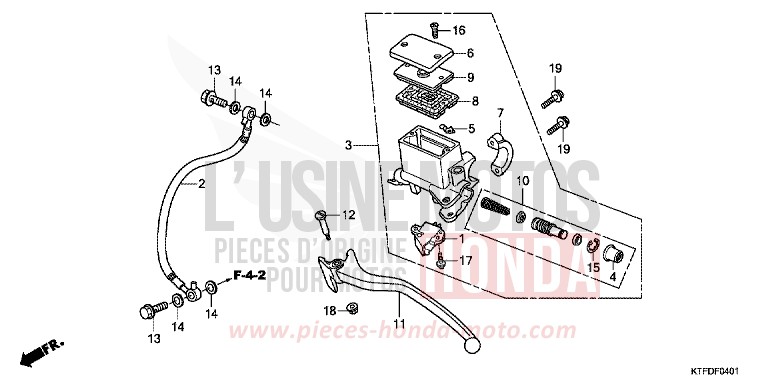 RR. BRAKE MASTER CYLINDER for SH150i PEARL COOL WHITE (NHA16) from 2011