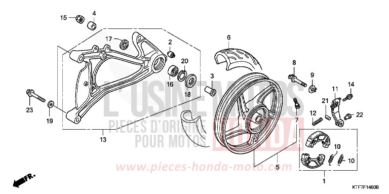 REAR WHEEL/SWINGARM for SH150i PEARL HAVANA BROWN (YR284) from 2008
