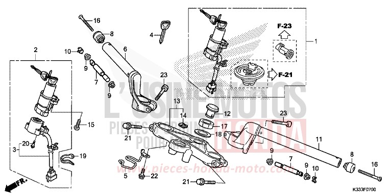 HANDLE PIPE/TOP BRIDGE for CBR250R ROSS WHITE (NH196) from 2015