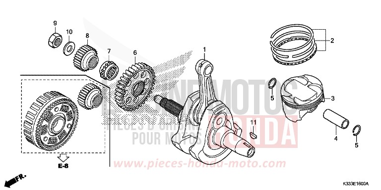 CRANKSHAFT/PISTON for CBR250R LEMON ICE YELLOW (Y196) from 2015