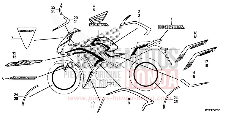 MARCHIO (4) per CBR250R ROSS WHITE (NH196) del 2015