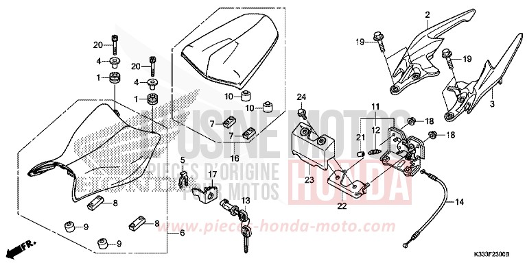 SEAT for CBR250R NITRIC ORANGE (YR271X) from 2015