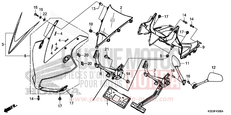 UPPER COWL for CBR250R MILLENNIUM RED (R263) from 2016