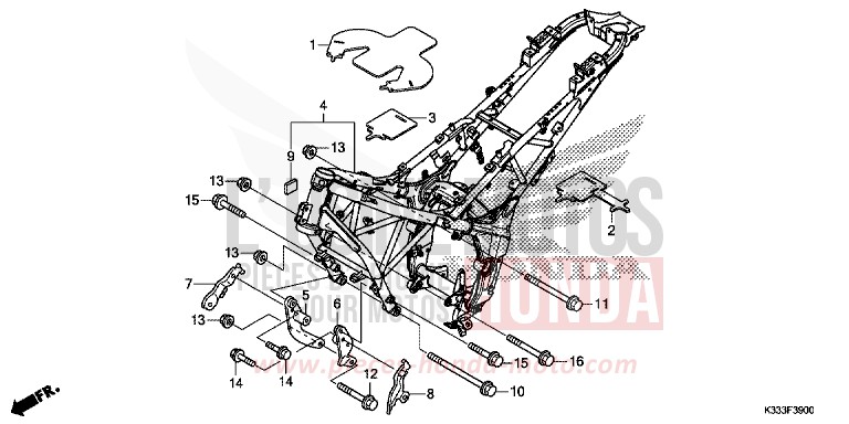 FRAME BODY for CBR250R NITRIC ORANGE (YR271X) from 2016