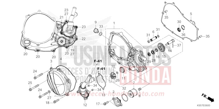 RIGHT CRANKCASE COVER/WATER PUMP for CRF250R EXTREME RED (R292) from 2025