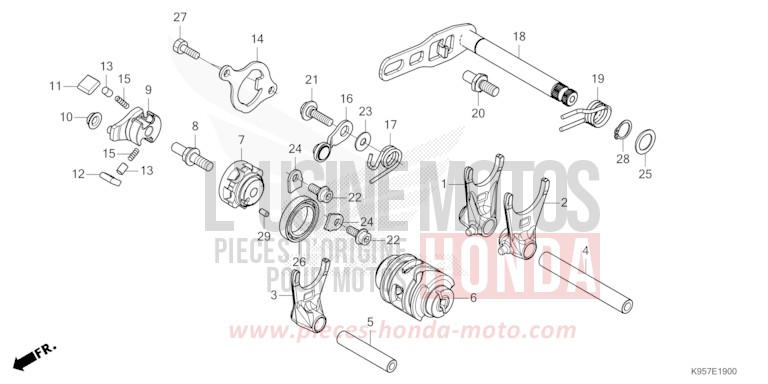 GEARSHIFT DRUM for CRF250R EXTREME RED (R292) from 2025