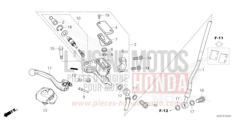 FRONT BRAKE MASTER CYLINDER for CRF250R EXTREME RED (R292) from 2025
