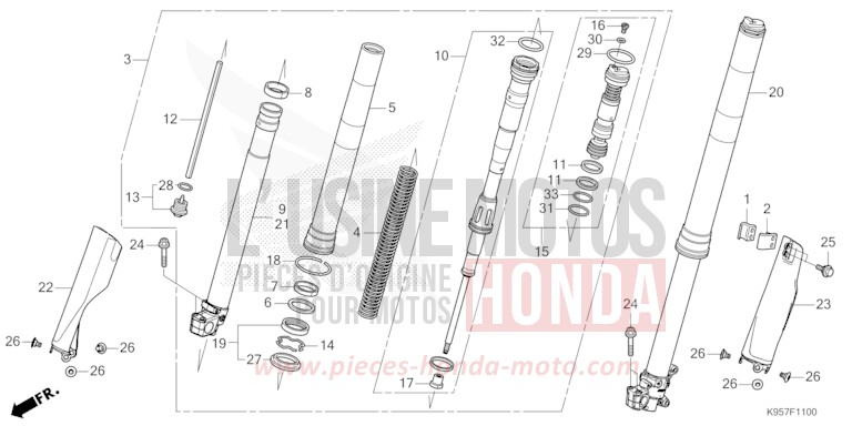 FRONT FORK for CRF250R EXTREME RED (R292) from 2025