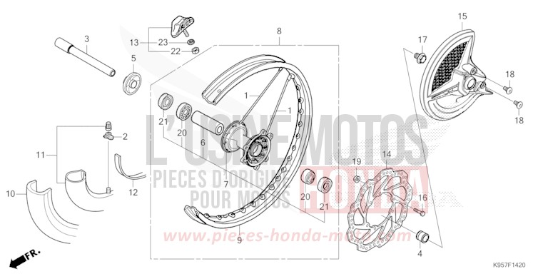 FRONT WHEEL for CRF250R EXTREME RED (R292) from 2025