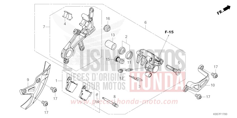REAR BRAKE CALIPER for CRF250R EXTREME RED (R292) from 2025