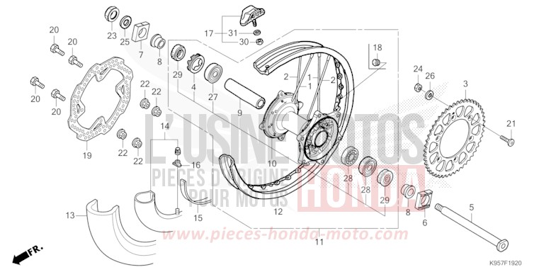REAR WHEEL for CRF250R EXTREME RED (R292) from 2025