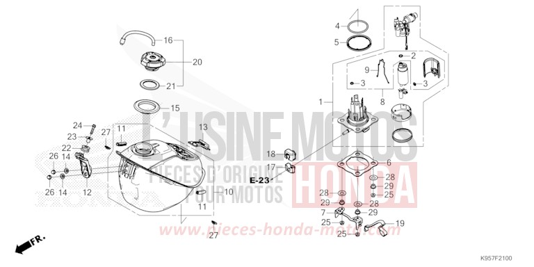 FUEL TANK (CRF250R/CRF250RWE) for CRF250R EXTREME RED (R292) from 2025