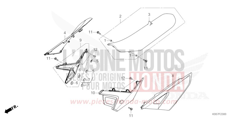 SEAT/SIDE COVER for CRF250R EXTREME RED (R292) from 2025