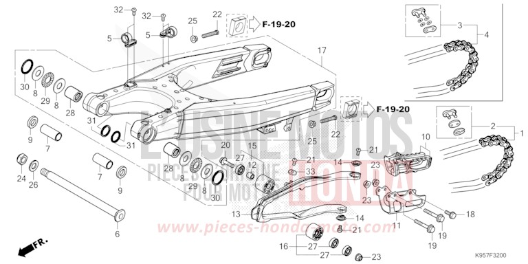 SWINGARM for CRF250R EXTREME RED (R292) from 2025