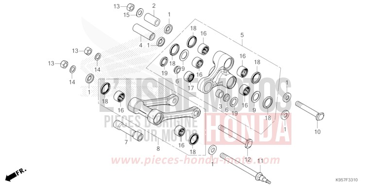CUSHION ARM for CRF250R EXTREME RED (R292) from 2025
