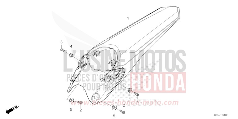 REAR FENDER for CRF250R EXTREME RED (R292) from 2025