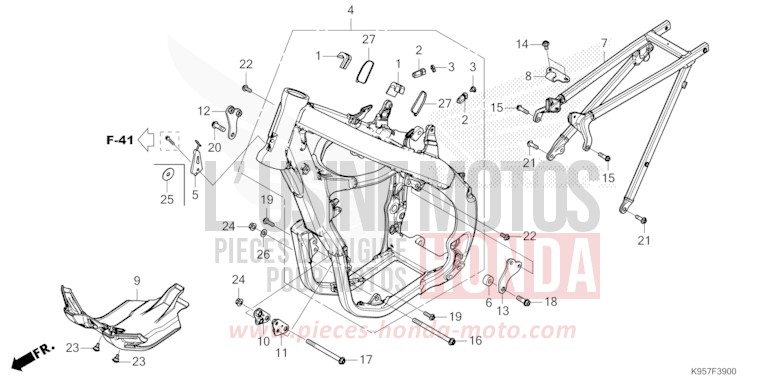 FRAME BODY for CRF250R EXTREME RED (R292) from 2025