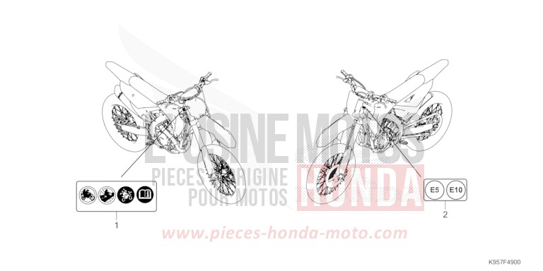 CAUTION LABEL for CRF250R EXTREME RED (R292) from 2025