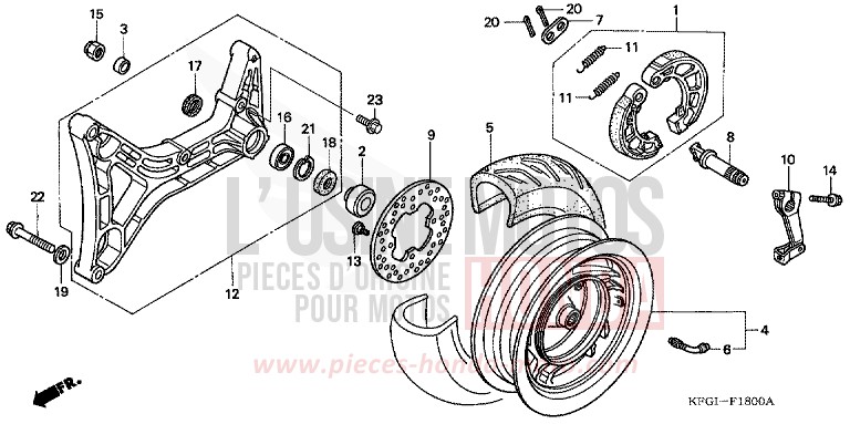 REAR WHEEL for Foresight CYNOS GRAY METALLIC (NH400) from 2001