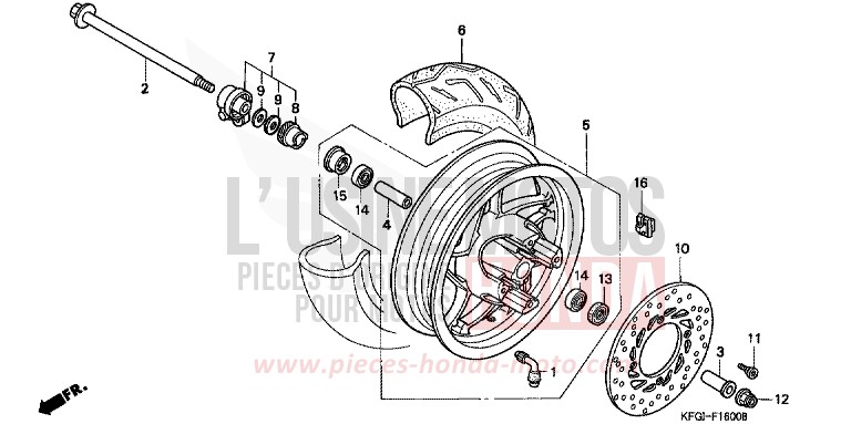FRONT WHEEL for Foresight SPARKLING SILVER METALLIC (NH295) from 2000