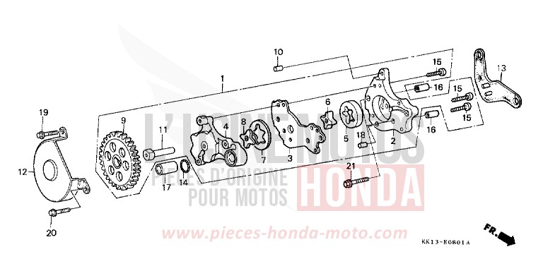 OIL PUMP (2) for XR250R FLASH RED (R119) from 1991