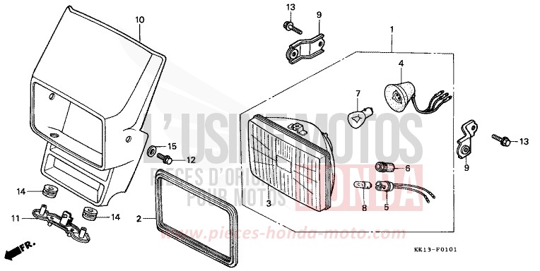 HEADLIGHT (B/ED/2B) for XR250R FLASH RED (R119) from 1991