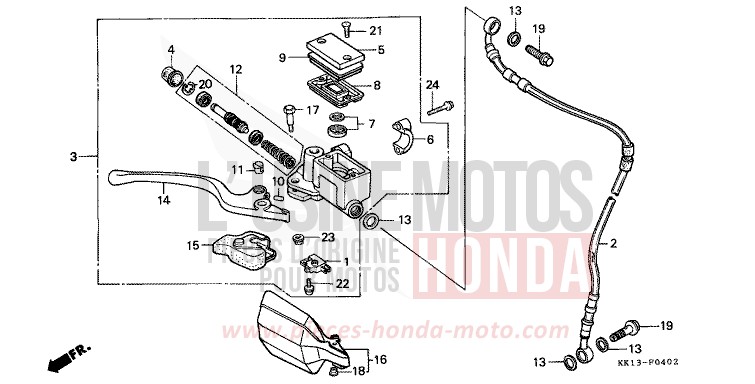 FR. BRAKE MASTER CYLINDER (3) for XR250R FLASH RED (R119) from 1991