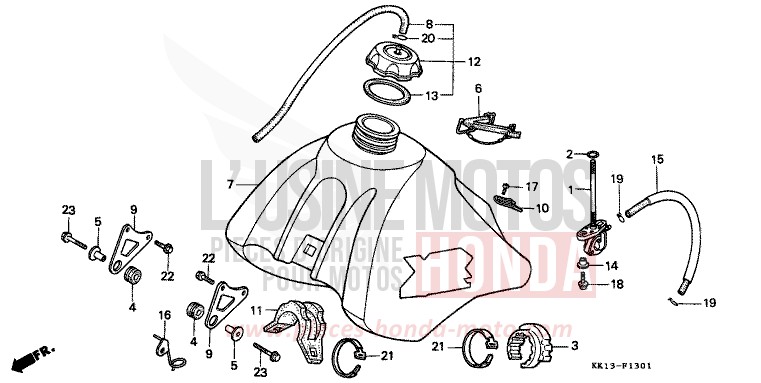 FUEL TANK (XR250RG/RH/RJ/RK/RL/RM) for XR250R FLASH RED (R119) from 1991