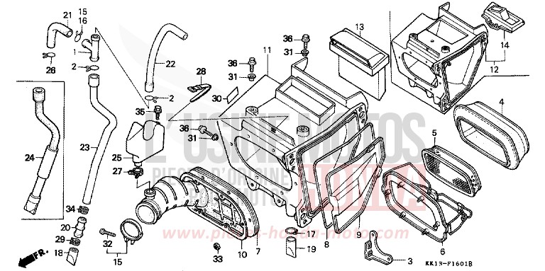 AIR CLEANER (XR250RG/RH/RJ/RK/RL/RM) for XR250R FLASH RED (R119) from 1991