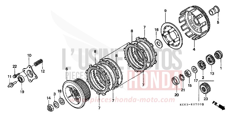 CLUTCH for XR250R FIGHTING RED (R134) from 1998