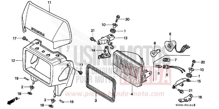 HEADLIGHT (CL/DK/ED/U) for XR250R FIGHTING RED (R134) from 1998