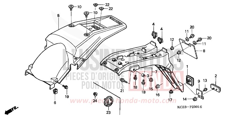 REAR FENDER (XR250R-CL/DK/U) (XR250RT-W) (ED) for XR250R FIGHTING RED (R134) from 1998