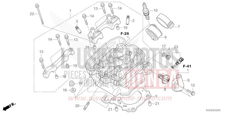 TESTATA per CBF300NA CANDY CHROMOSPHERE RED (R381) del 2022