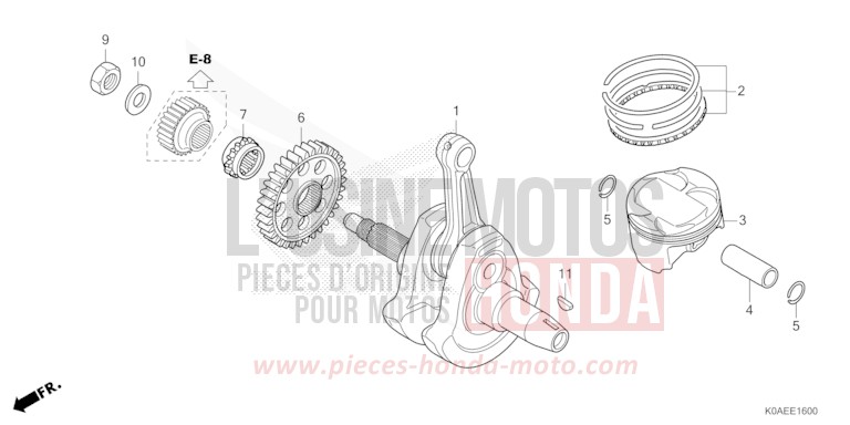 CRANKSHAFT/PISTON for CBF300NA CANDY CHROMOSPHERE RED (R381) from 2022
