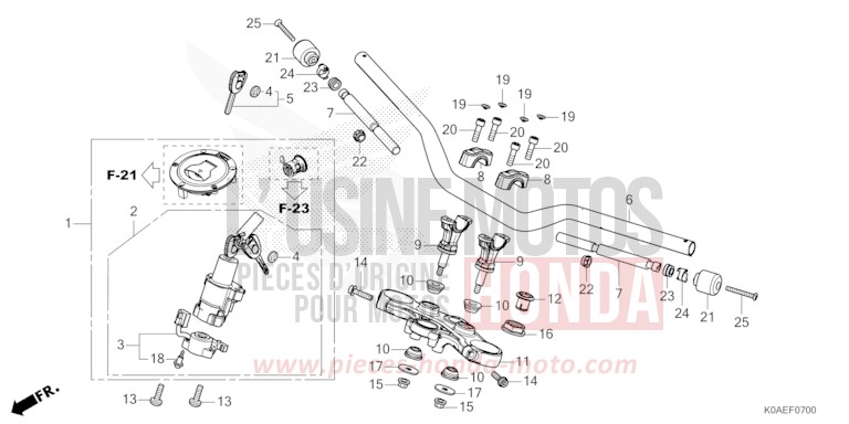 HANDLE PIPE/TOP BRIDGE for CBF300NA CANDY CHROMOSPHERE RED (R381) from 2022