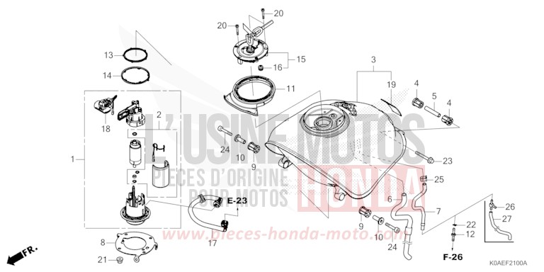 FUEL TANK for CBF300NA CANDY CHROMOSPHERE RED (R381) from 2022