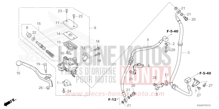 FRONT BRAKE MASTER CYLINDER for CBF300NA MAT GUNPOWDER BLACK METALLIC (NH436) from 2022