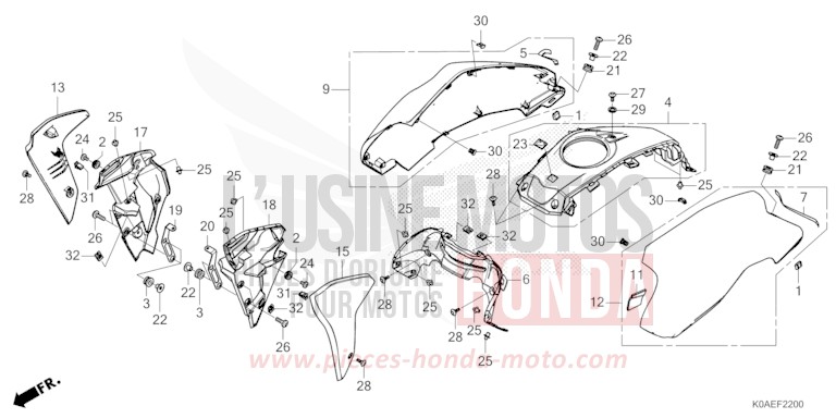 SHROUD/TANK COVER for CBF300NA MAT GUNPOWDER BLACK METALLIC (NH436) from 2022