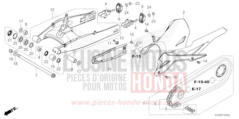 SWINGARM for CBF300NA MAT GUNPOWDER BLACK METALLIC (NH436) from 2022