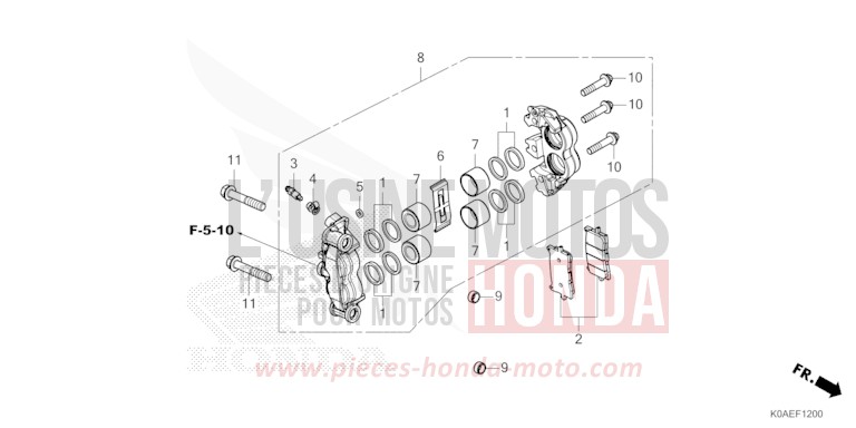 FRONT BRAKE CALIPER for CBF300NA MAT PEARL AGILE BLUE (PB413) from 2022
