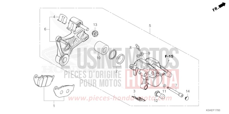 REAR BRAKE CALIPER for CBF300NA MAT PEARL AGILE BLUE (PB413) from 2022