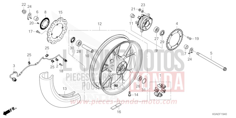 REAR WHEEL for CBF300NA MAT PEARL AGILE BLUE (PB413) from 2022