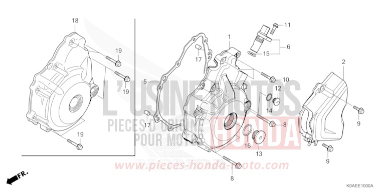 LEFT CRANKCASE COVER for CBF300NA PEARL DUSK YELLOW (Y238) from 2022