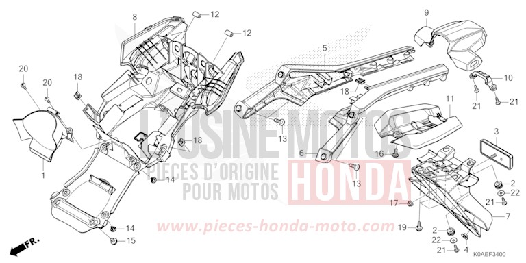 REAR FENDER for CBF300NA PEARL DUSK YELLOW (Y238) from 2022