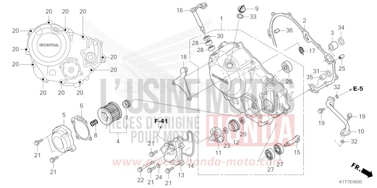 RIGHT CRANKCASE COVER for CRF300LRA EXTREME RED (R292) from 2023