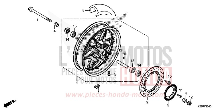 FRONT WHEEL for NSS300A MAT CYNOS GRAY METALLIC (NH312) from 2019