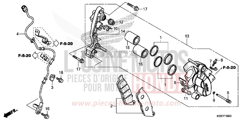 FRONT BRAKE CALIPER for NSS300A MAT CYNOS GRAY METALLIC (NH312) from 2019