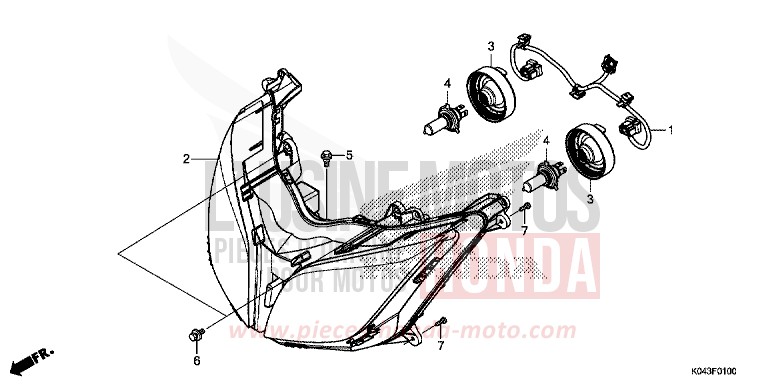 HEADLIGHT for NSS300A ASTEROID BLACK METALLIC (NHA35) from 2013