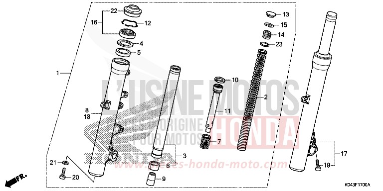 FRONT FORK for NSS300A SEAL SILVER METALLIC (NHA14) from 2013
