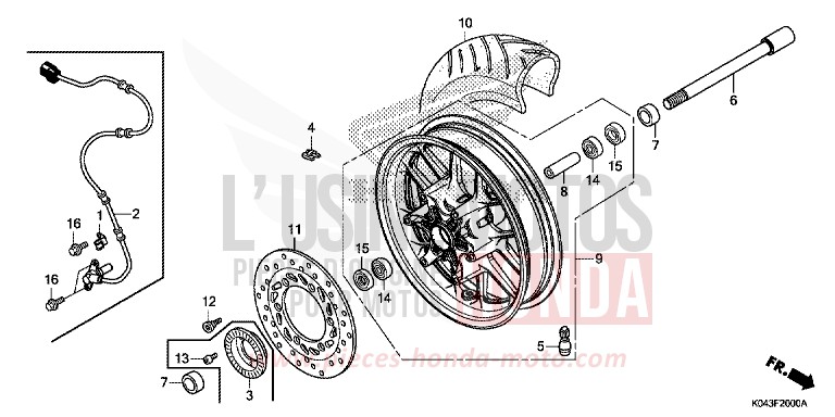 FRONT WHEEL for NSS300A SEAL SILVER METALLIC (NHA14) from 2013